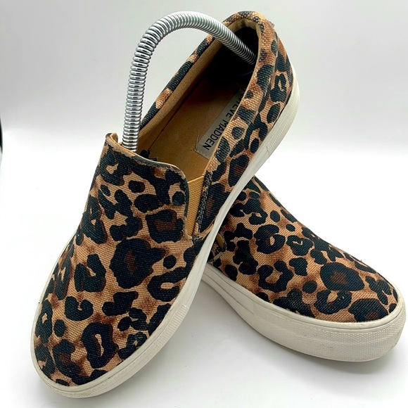 Steve Madden Shoes - Steve Madden Leopard Print Brown and White Sneakers with Thick Sole Womens 8 M